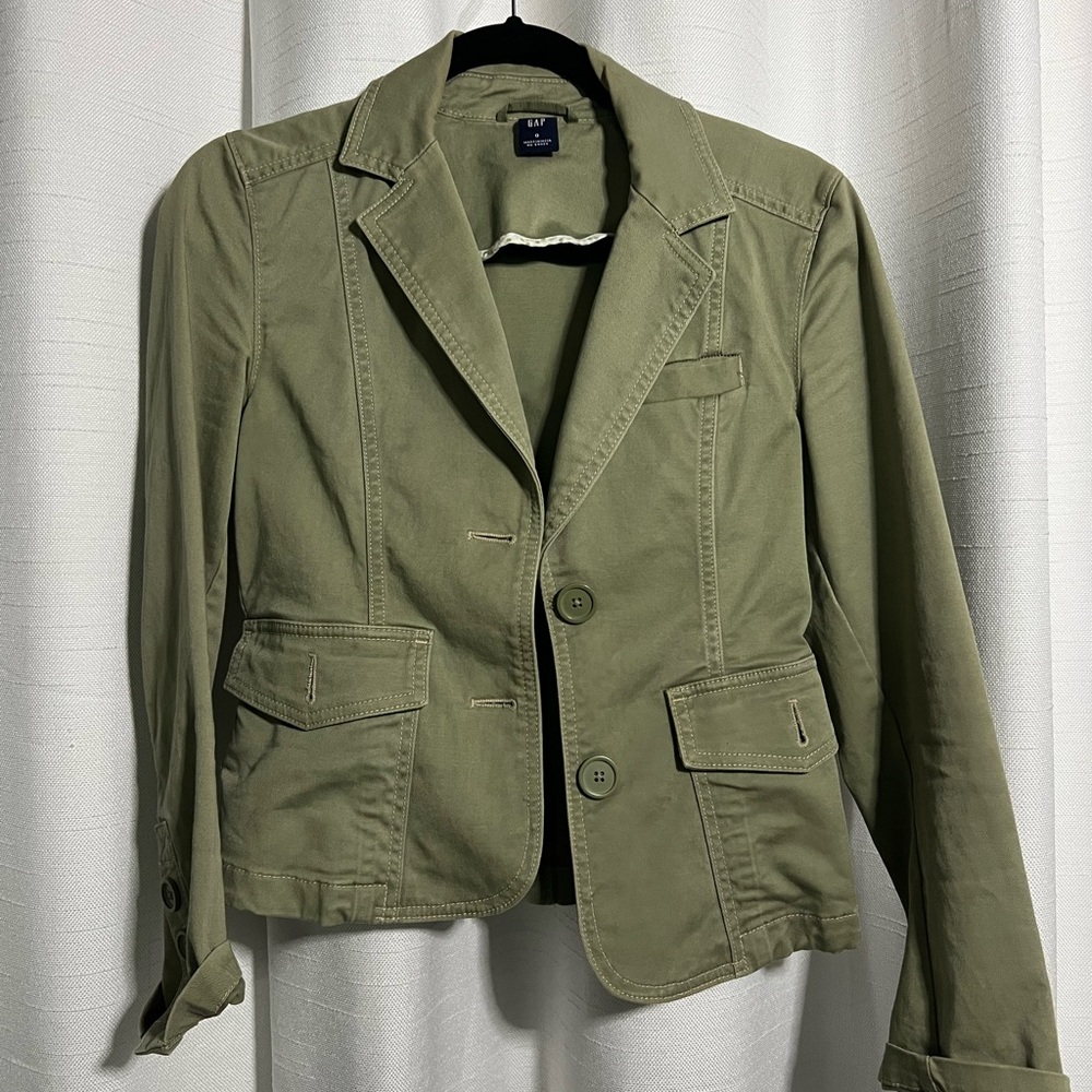 Green Fitted Military Style Jacket